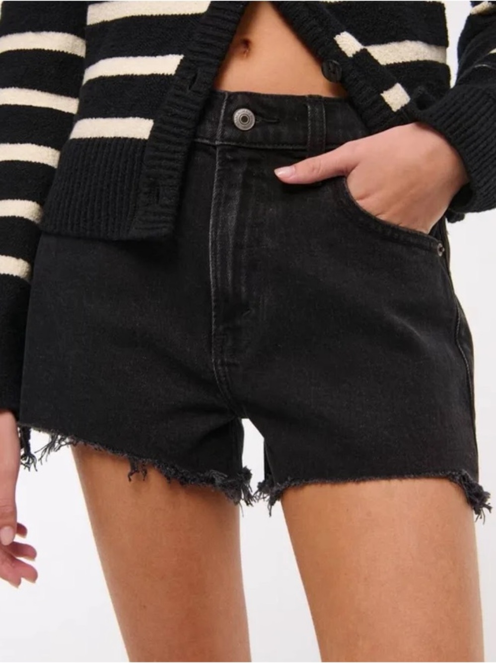 Abercrombie and Fitch Curve Love High Rise Mom Short - Black
